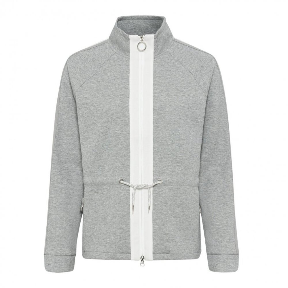 OLSEN:  Henny Jersey - Zip Up & Drawstring Jacket (grey/white)